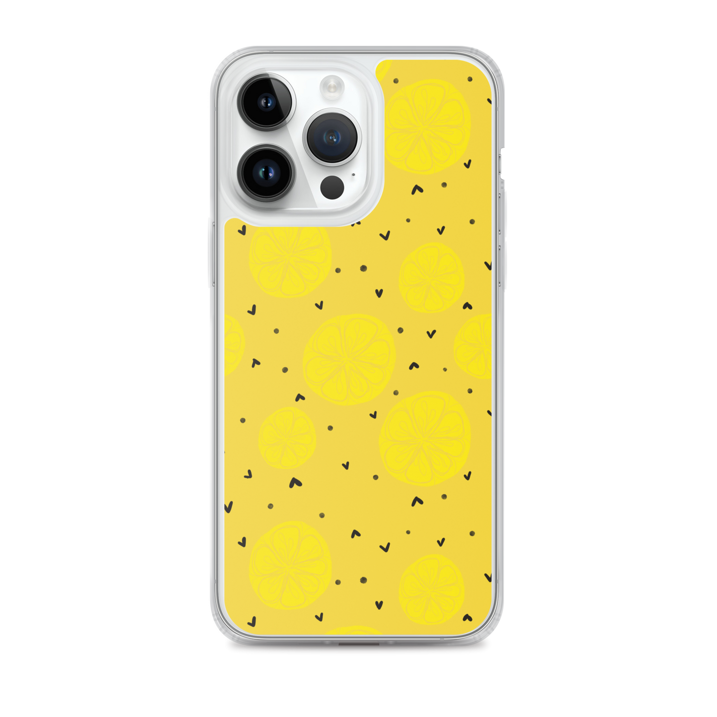 Yellow Lemon and Hearts iPhone Case
