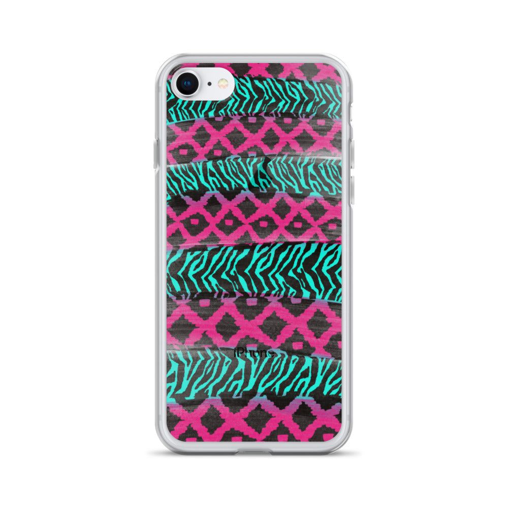 Pink and Teal Patterned iPhone Case
