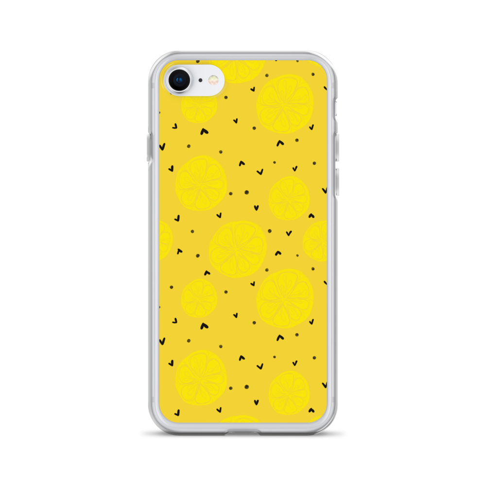 Yellow Lemon and Hearts iPhone Case