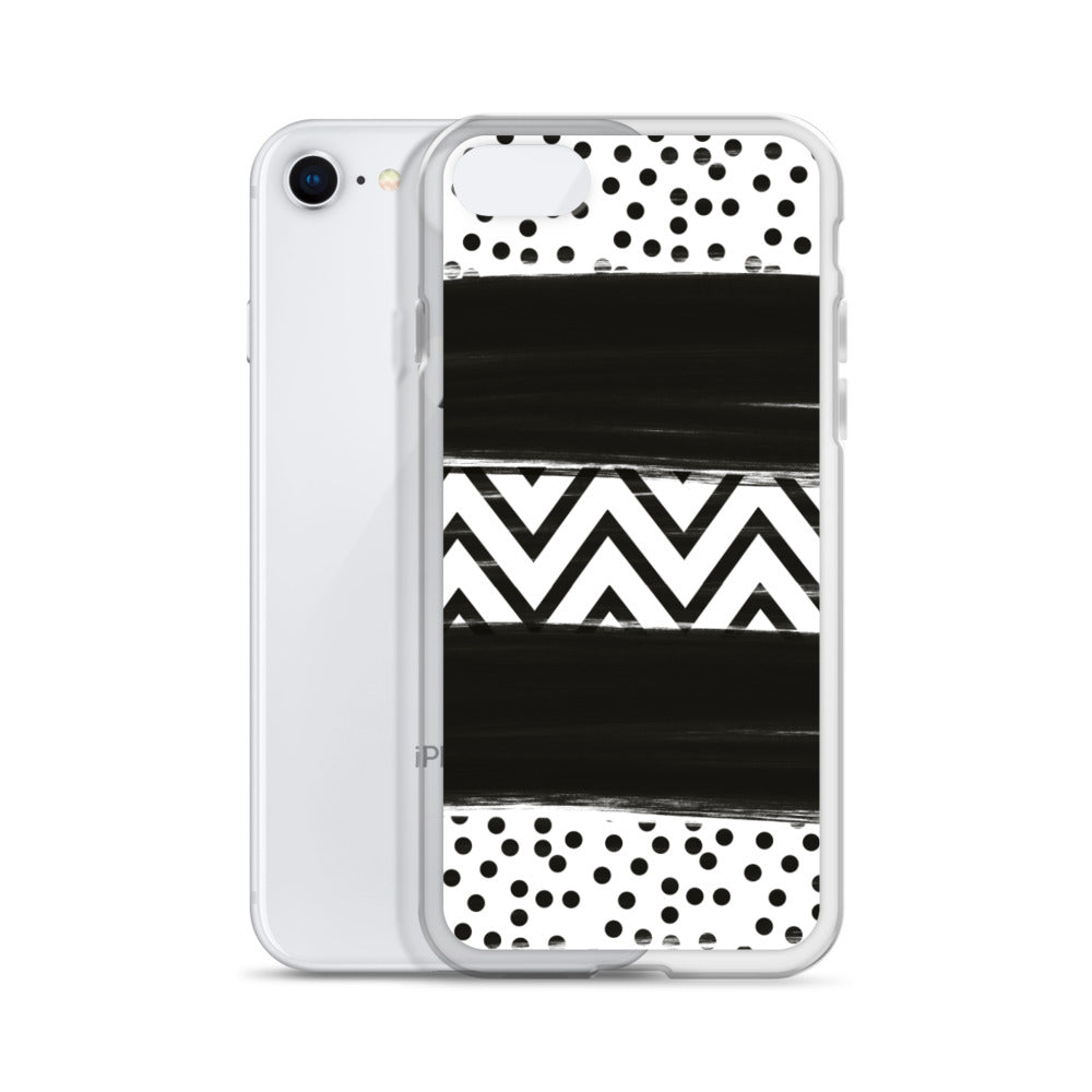 Black & White Chevron and Dots iPhone Case