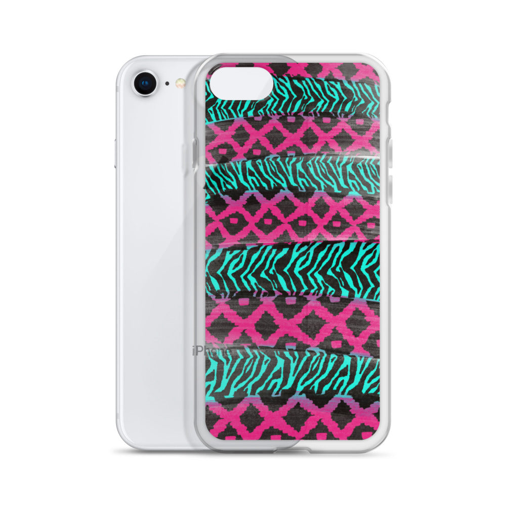 Pink and Teal Patterned iPhone Case