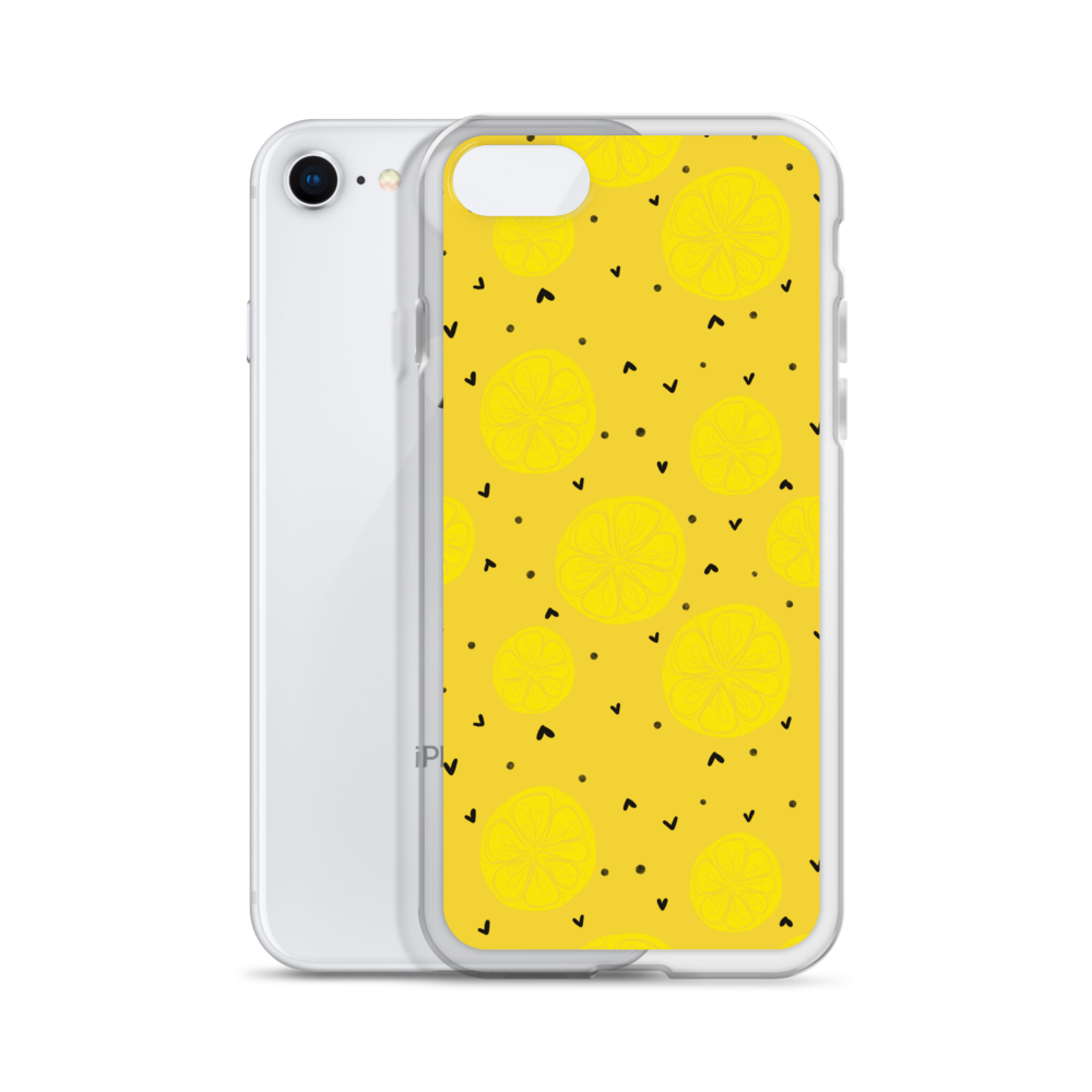 Yellow Lemon and Hearts iPhone Case