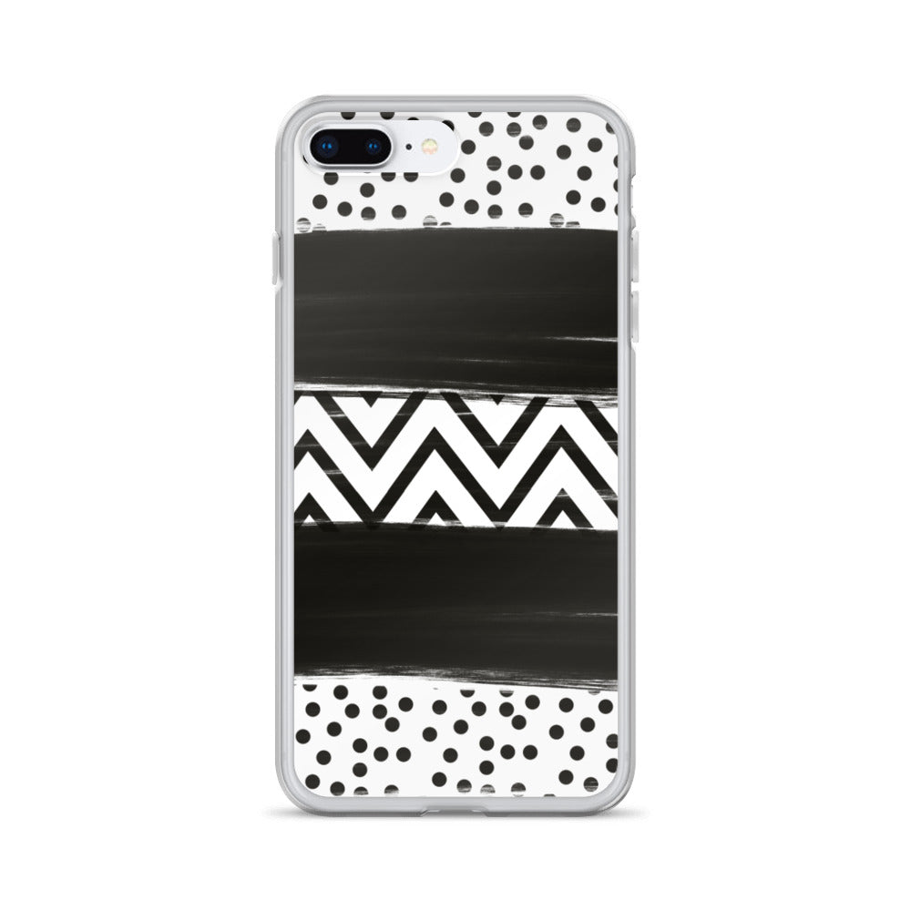 Black & White Chevron and Dots iPhone Case