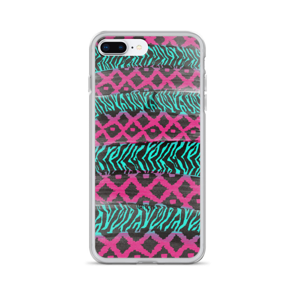 Pink and Teal Patterned iPhone Case