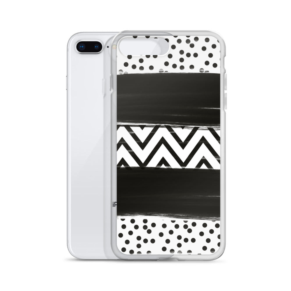 Black & White Chevron and Dots iPhone Case