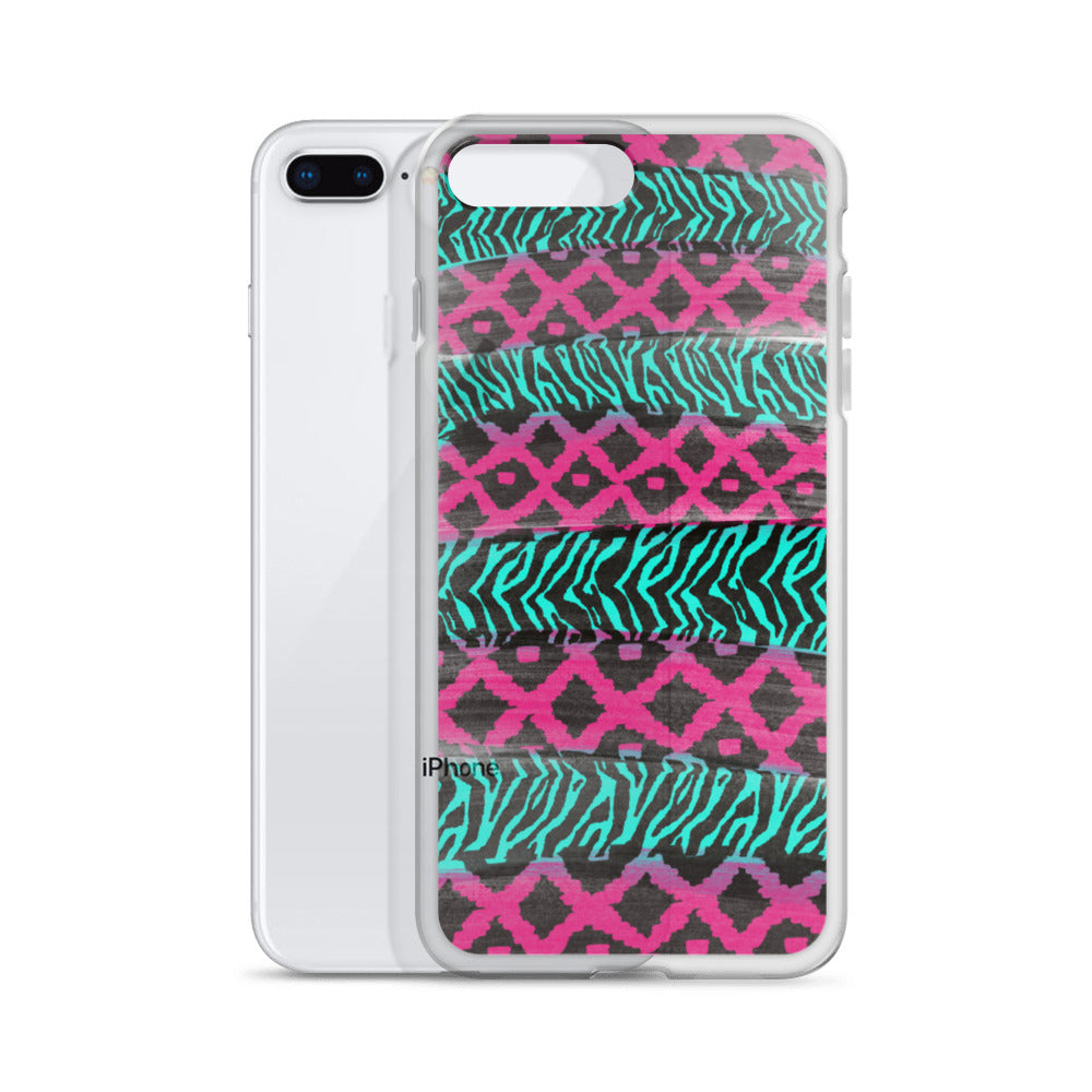 Pink and Teal Patterned iPhone Case