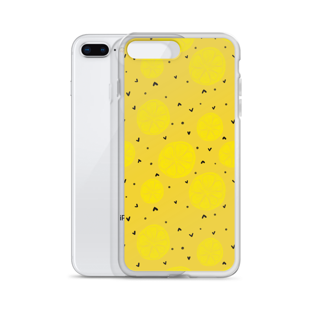 Yellow Lemon and Hearts iPhone Case