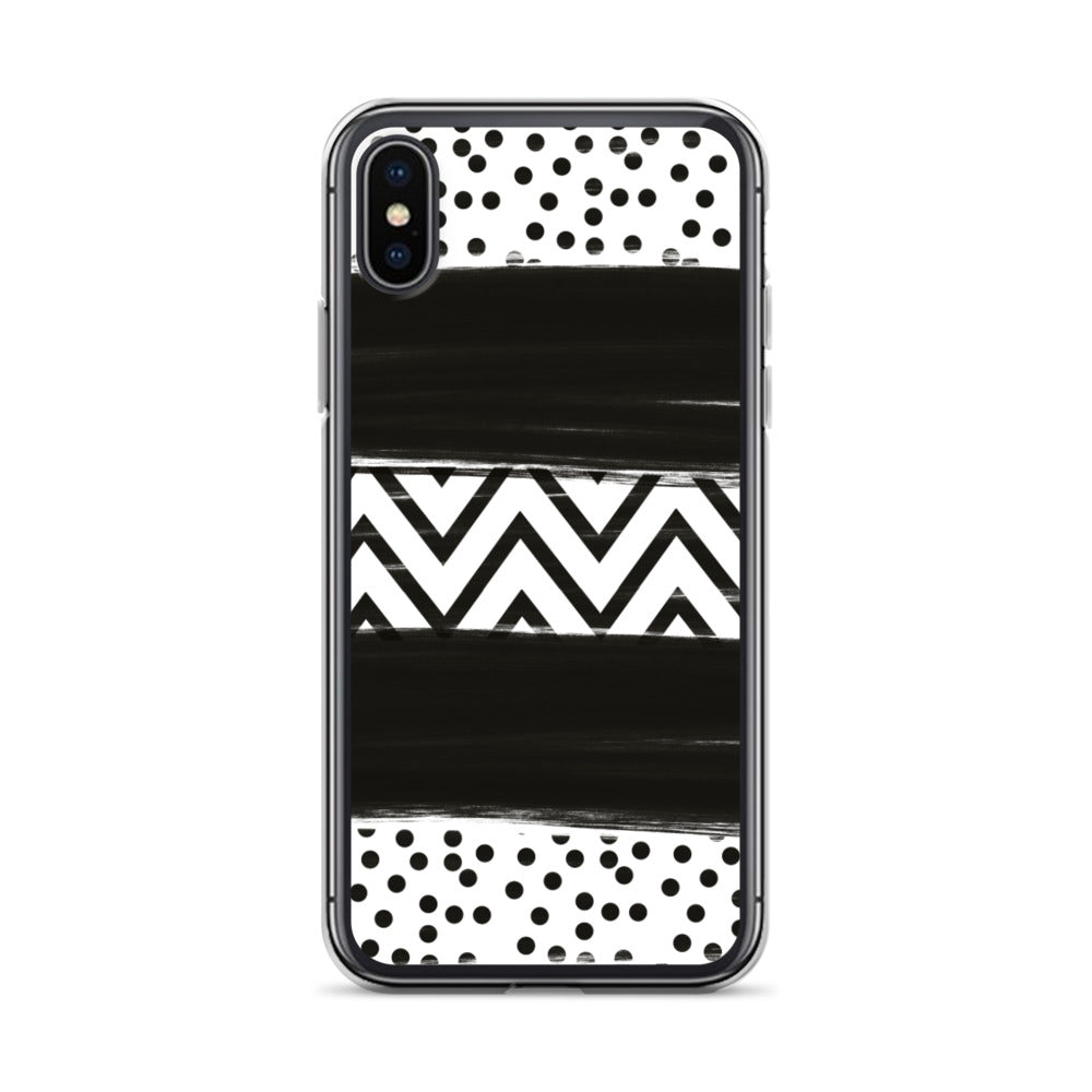 Black & White Chevron and Dots iPhone Case