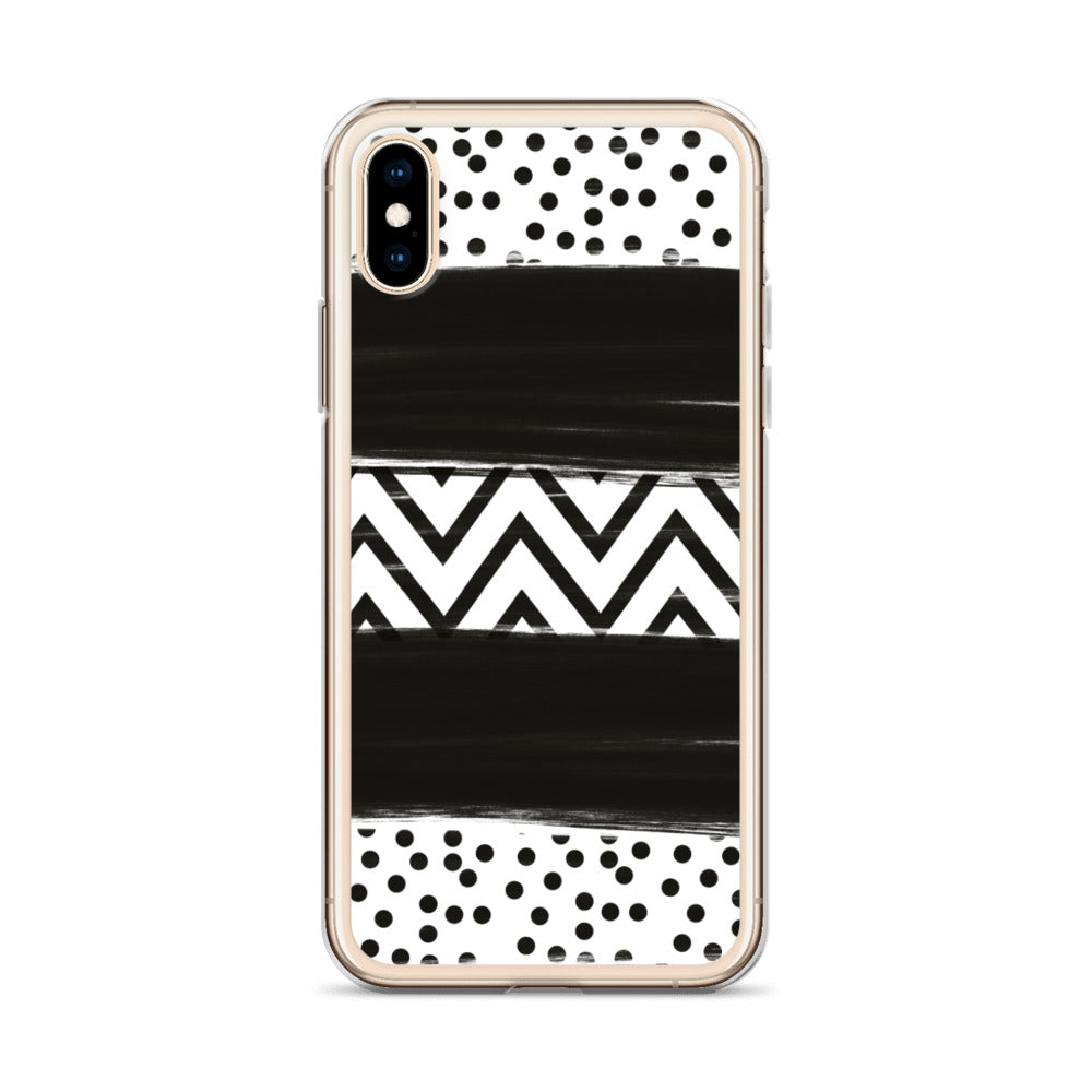 Black & White Chevron and Dots iPhone Case
