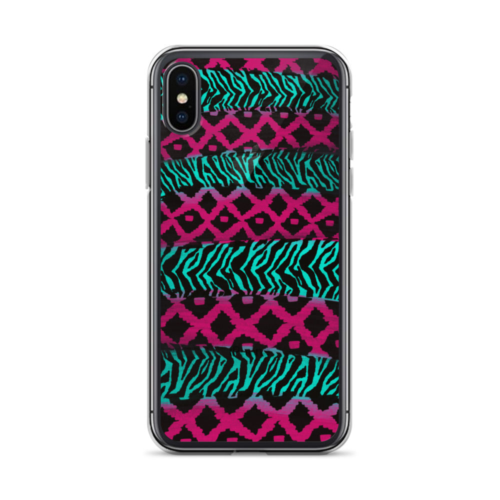 Pink and Teal Patterned iPhone Case