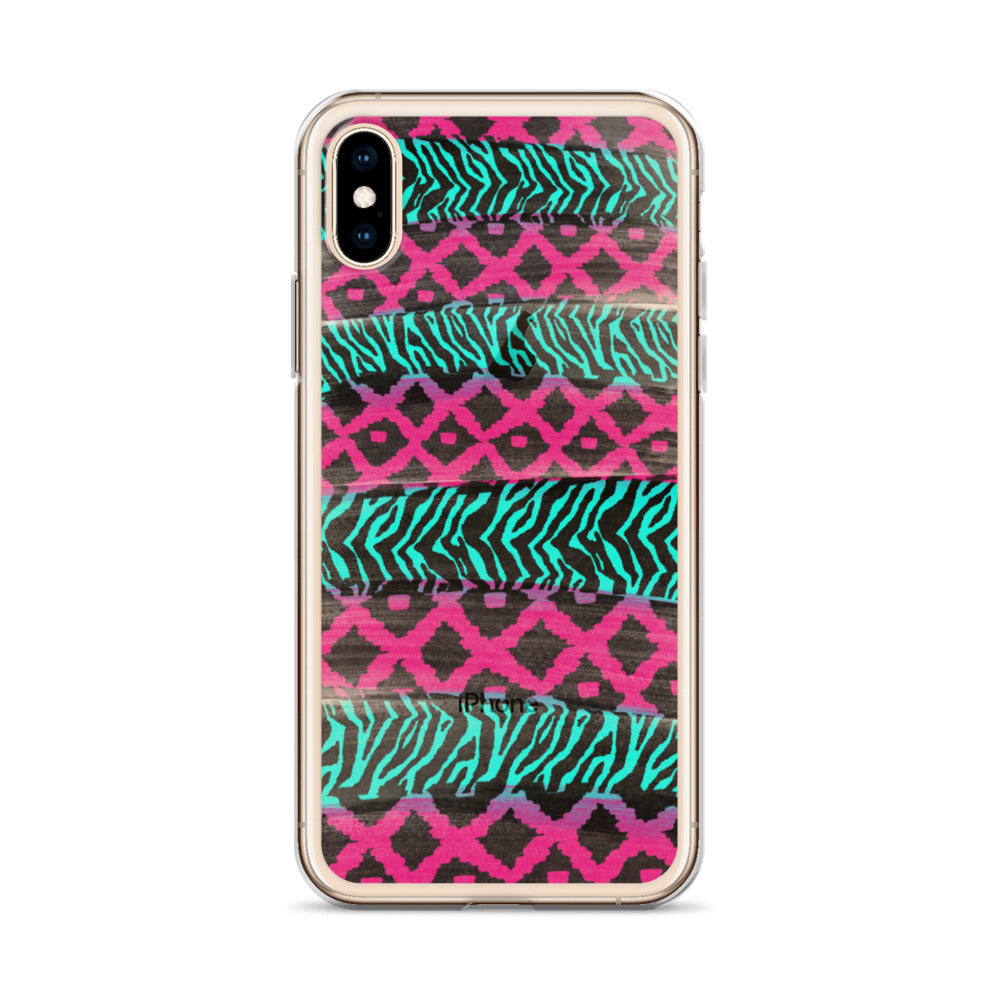 Pink and Teal Patterned iPhone Case
