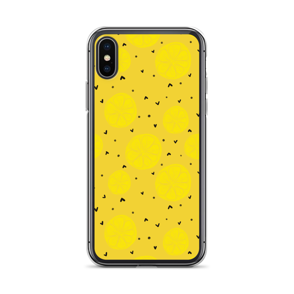 Yellow Lemon and Hearts iPhone Case