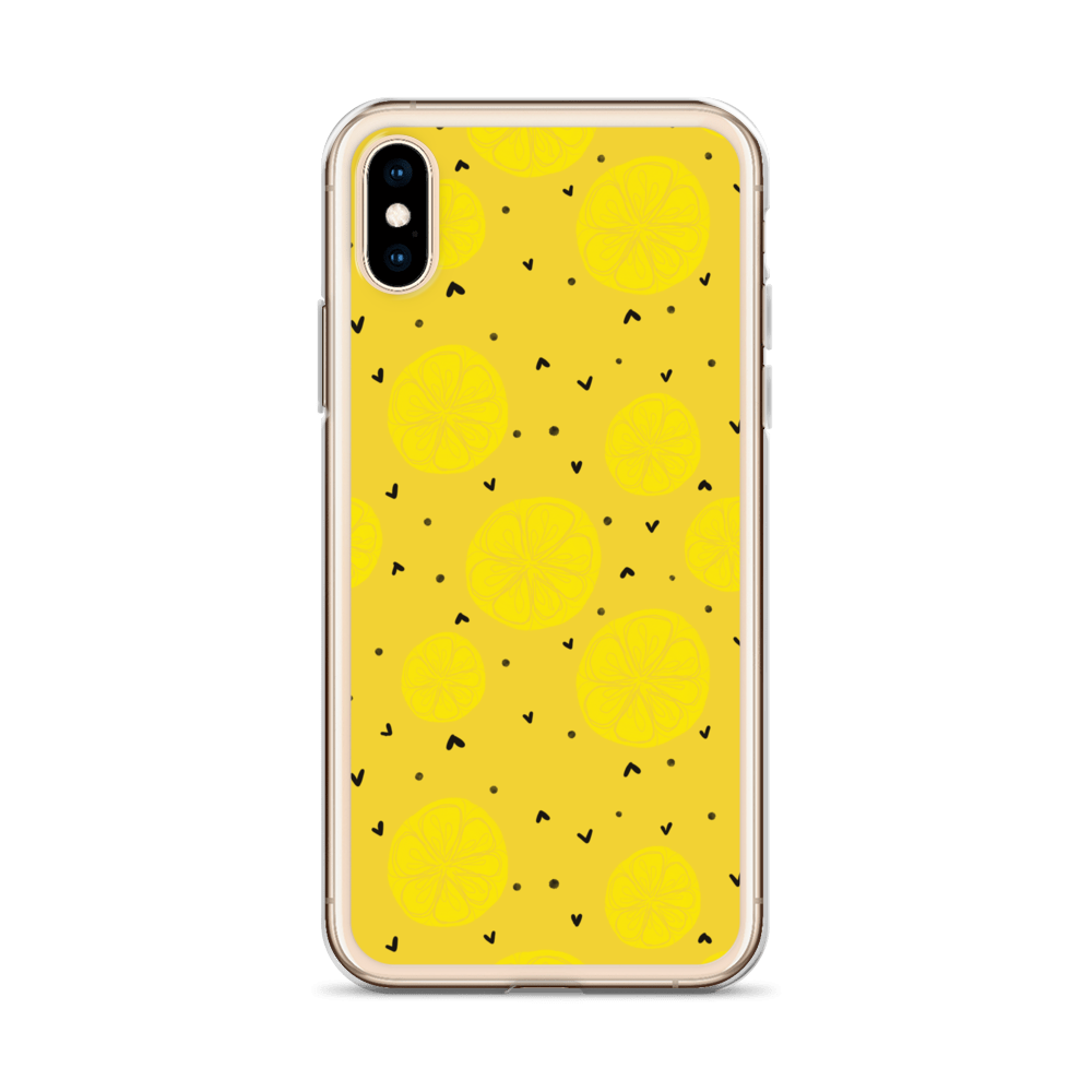 Yellow Lemon and Hearts iPhone Case