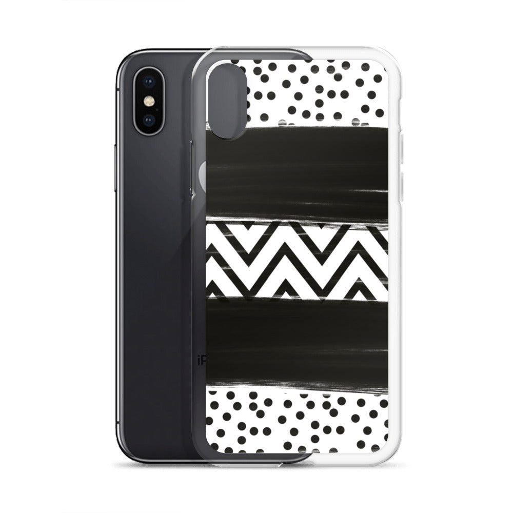 Black & White Chevron and Dots iPhone Case