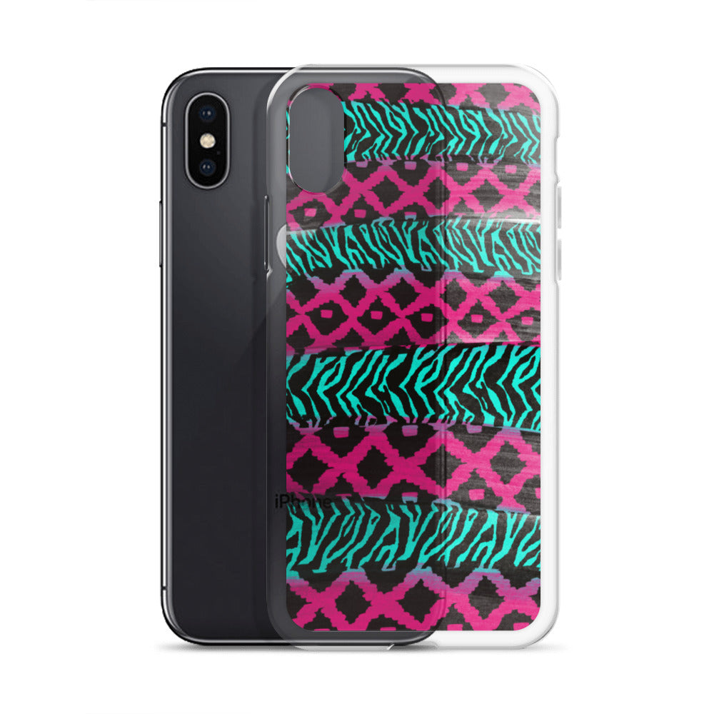 Pink and Teal Patterned iPhone Case