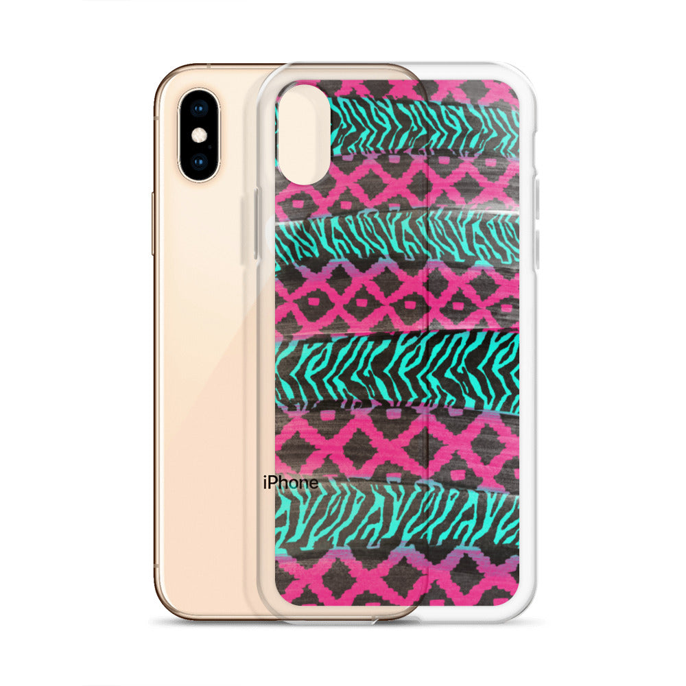 Pink and Teal Patterned iPhone Case