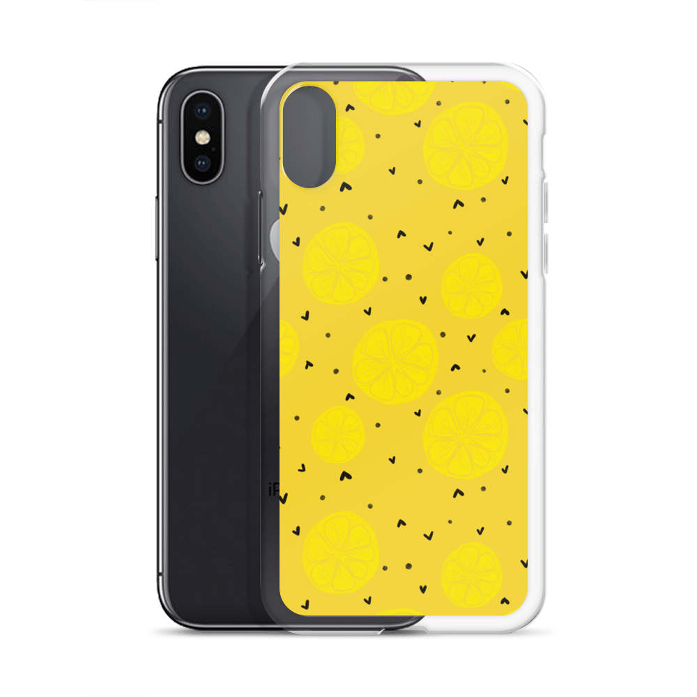 Yellow Lemon and Hearts iPhone Case