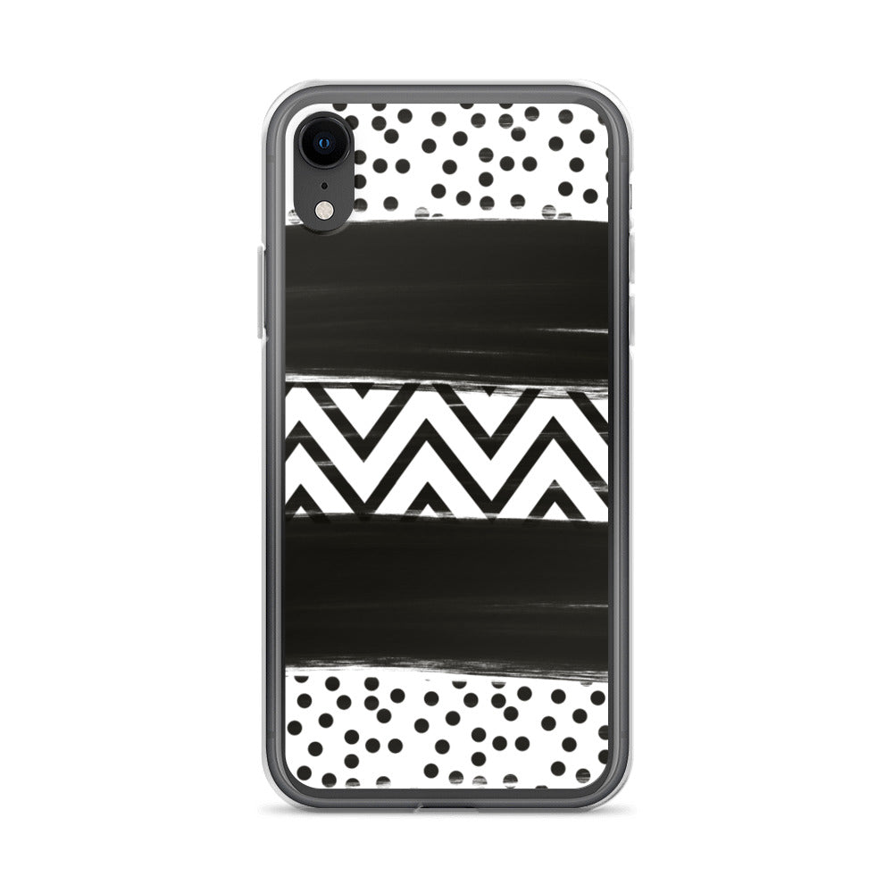 Black & White Chevron and Dots iPhone Case