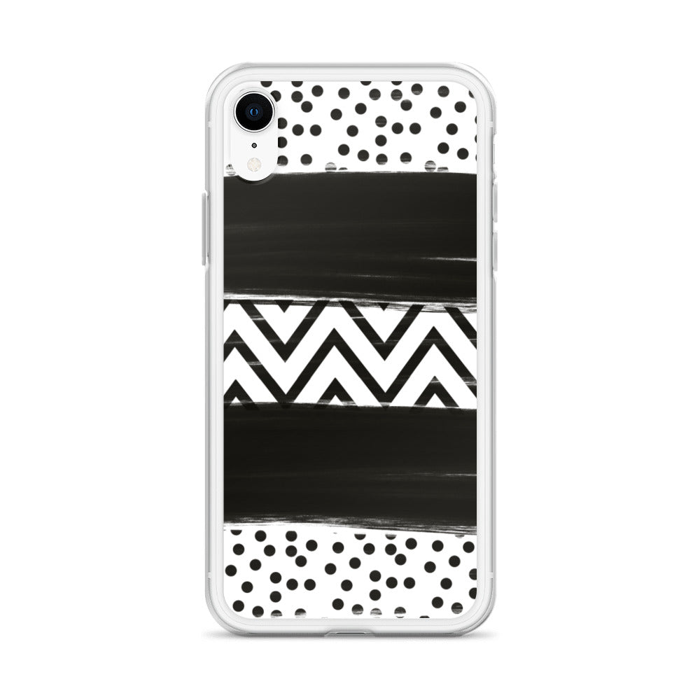 Black & White Chevron and Dots iPhone Case