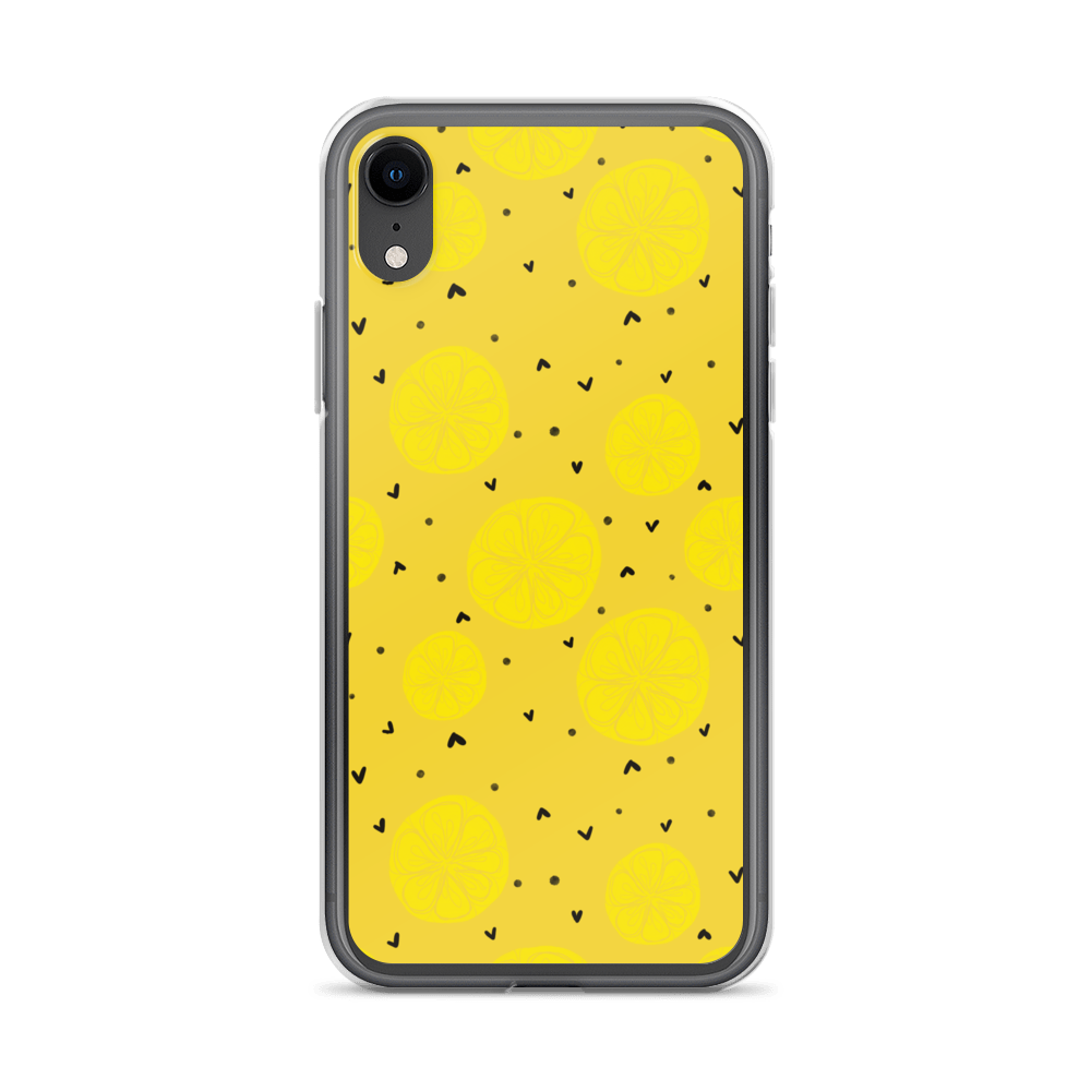 Yellow Lemon and Hearts iPhone Case