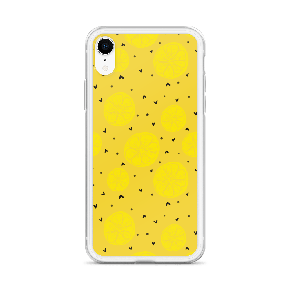 Yellow Lemon and Hearts iPhone Case