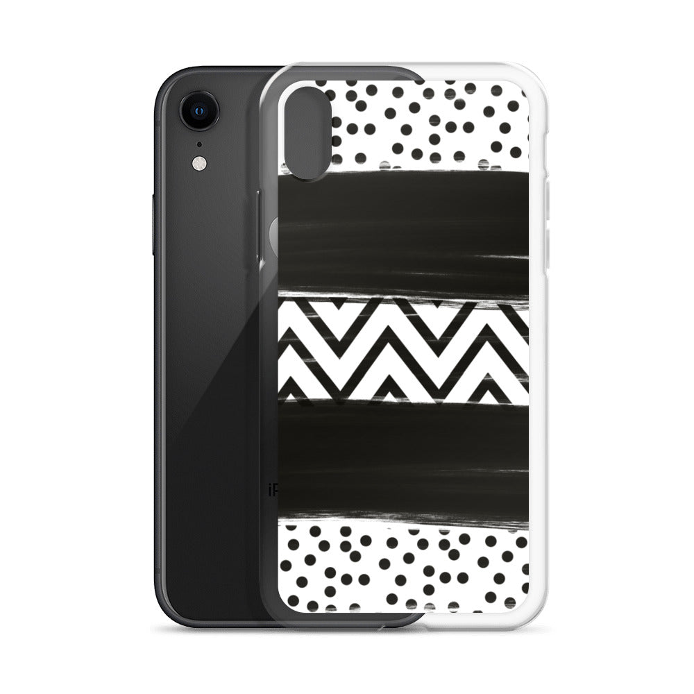 Black & White Chevron and Dots iPhone Case