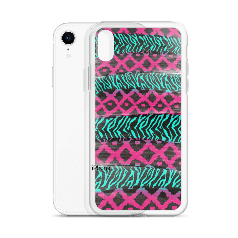 Pink and Teal Patterned iPhone Case