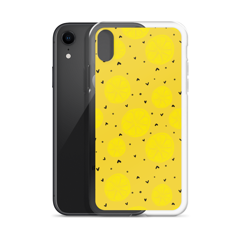 Yellow Lemon and Hearts iPhone Case