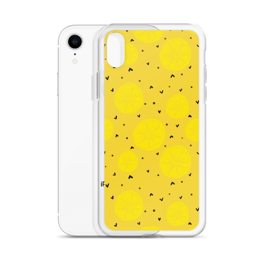 Yellow Lemon and Hearts iPhone Case