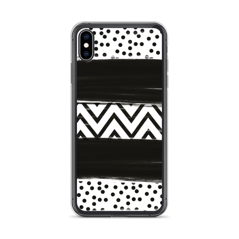 Black & White Chevron and Dots iPhone Case