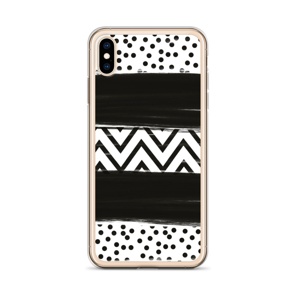 Black & White Chevron and Dots iPhone Case
