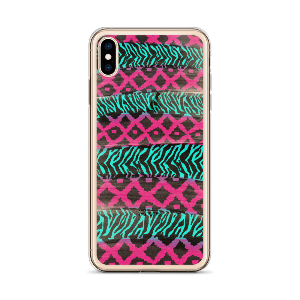Pink and Teal Patterned iPhone Case