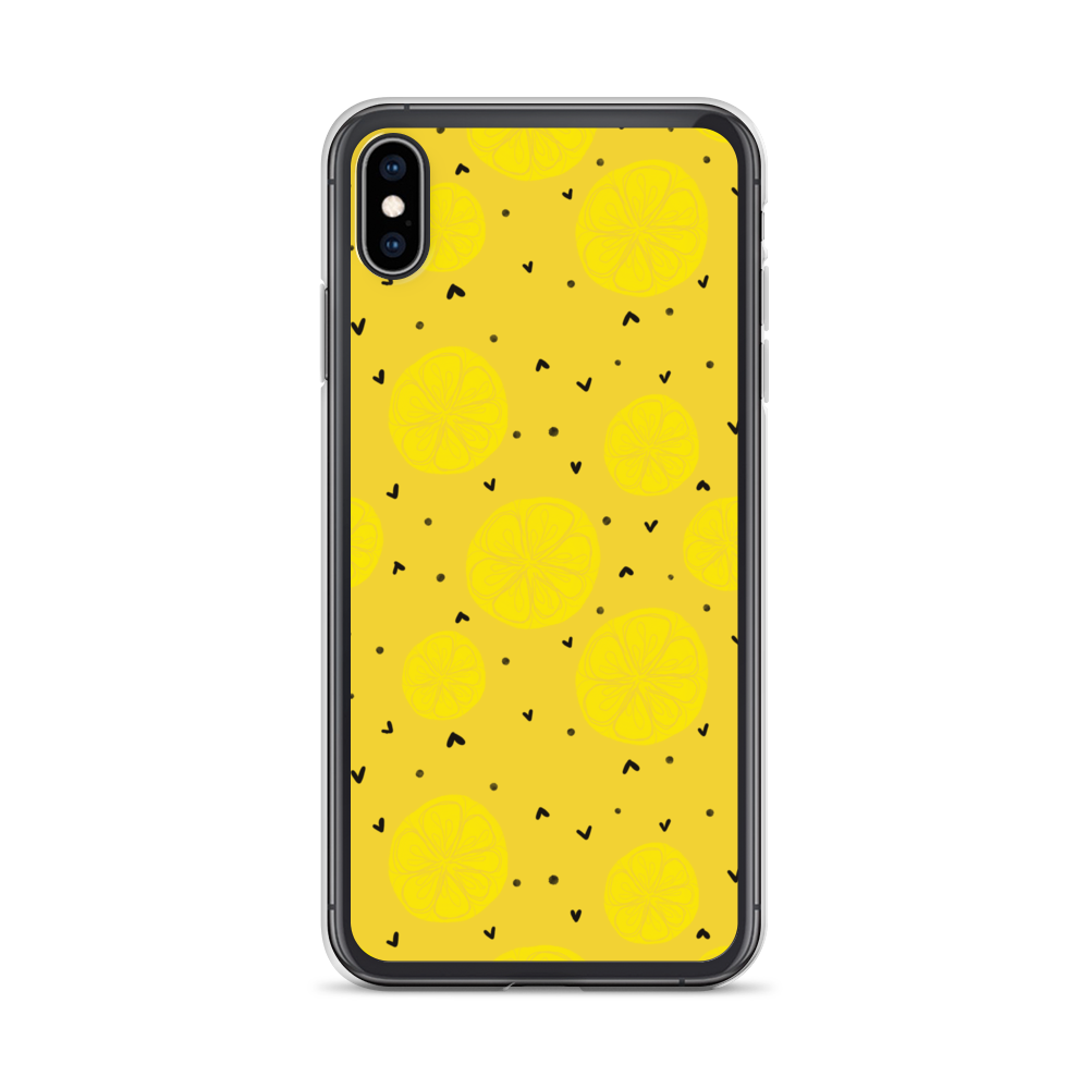 Yellow Lemon and Hearts iPhone Case
