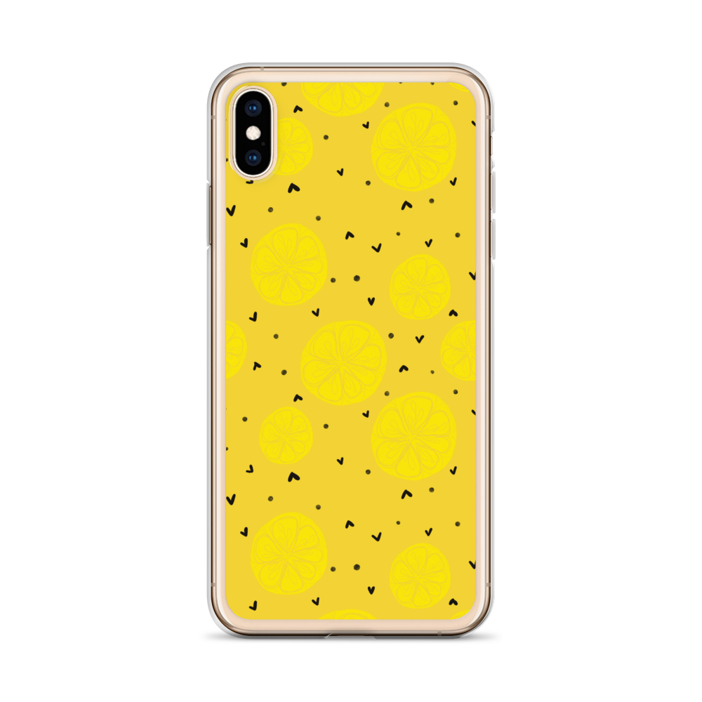 Yellow Lemon and Hearts iPhone Case