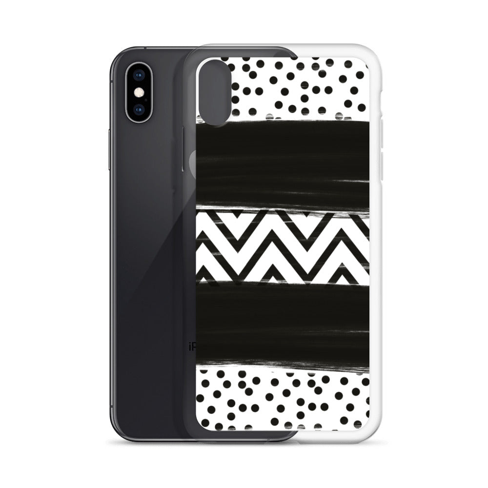 Black & White Chevron and Dots iPhone Case