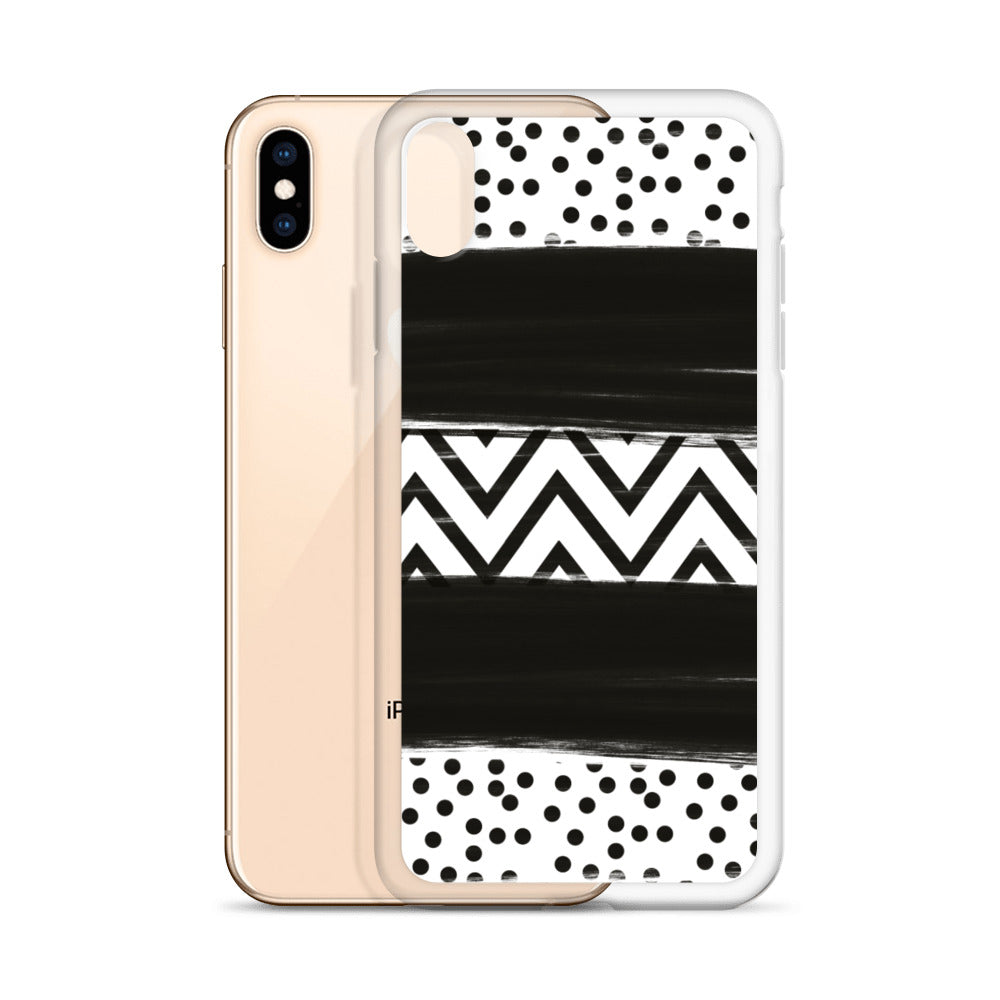 Black & White Chevron and Dots iPhone Case