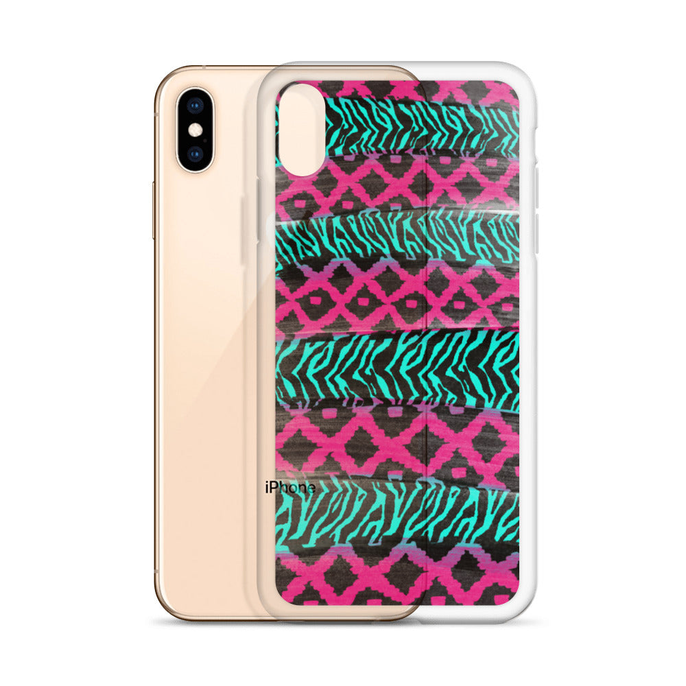 Pink and Teal Patterned iPhone Case