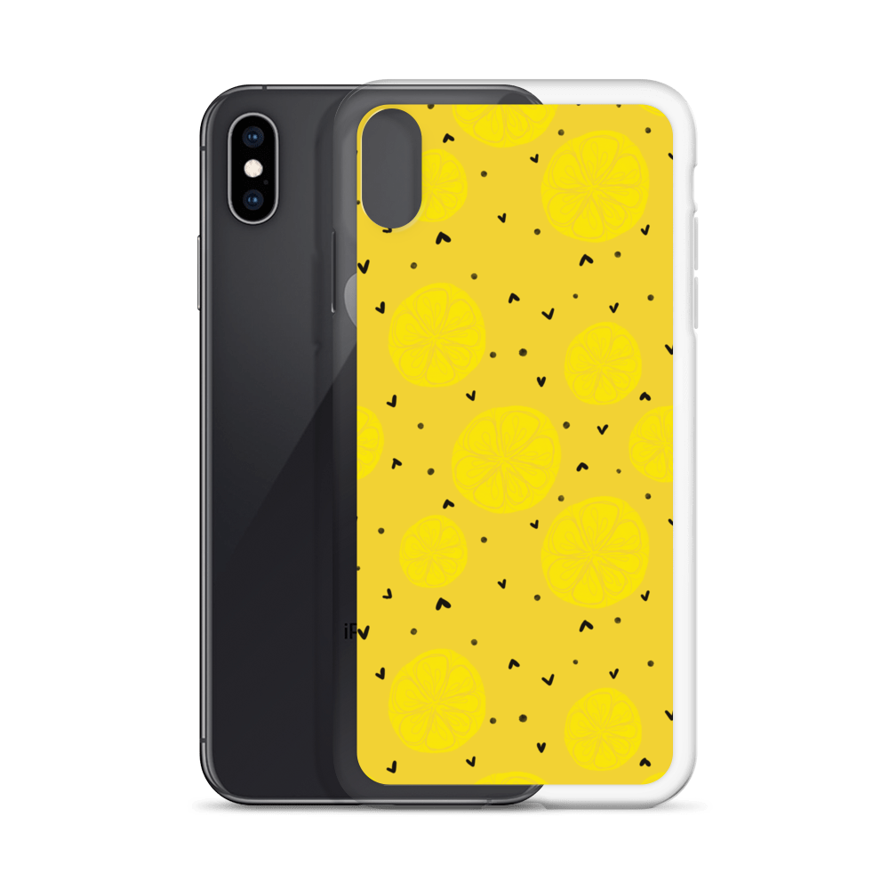 Yellow Lemon and Hearts iPhone Case
