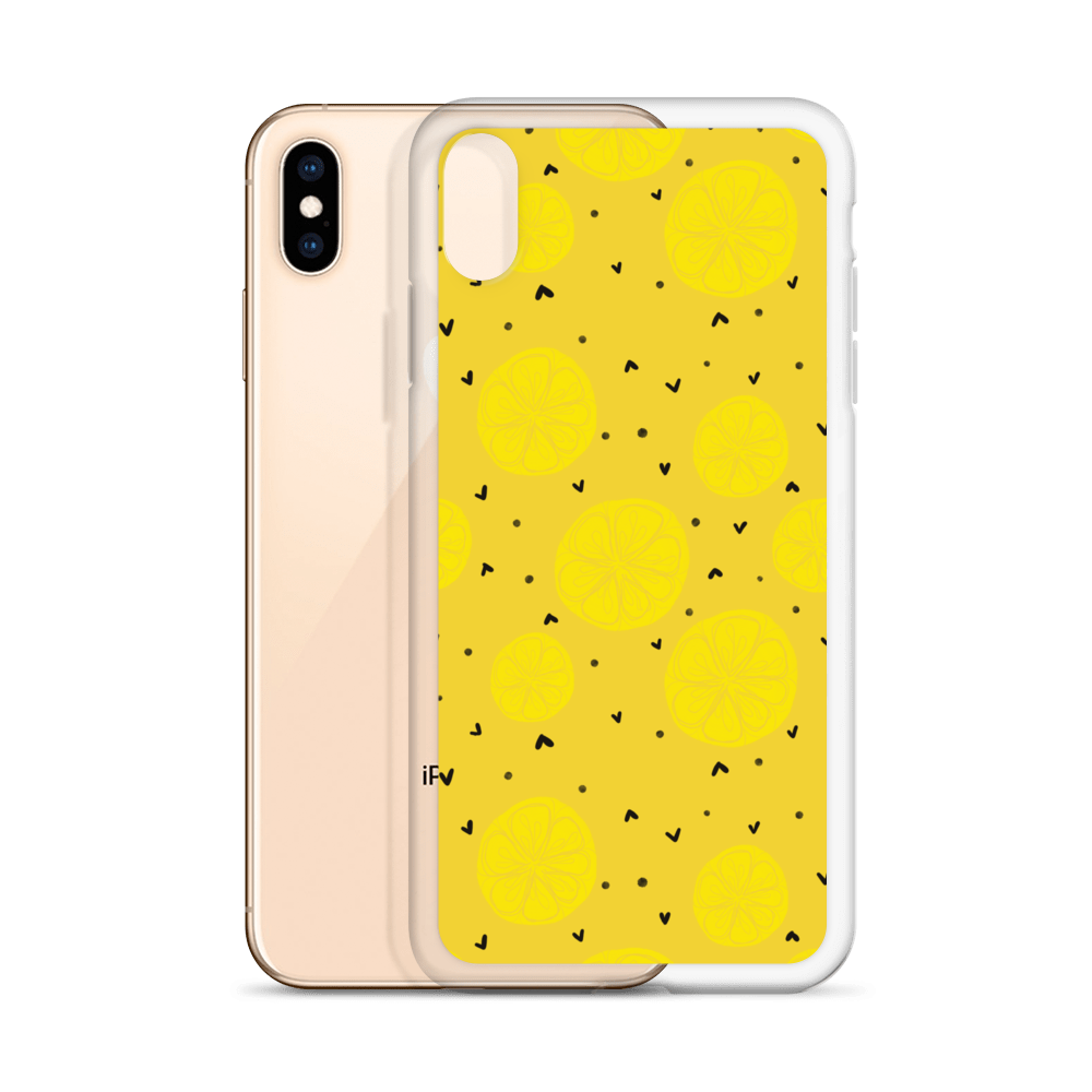 Yellow Lemon and Hearts iPhone Case