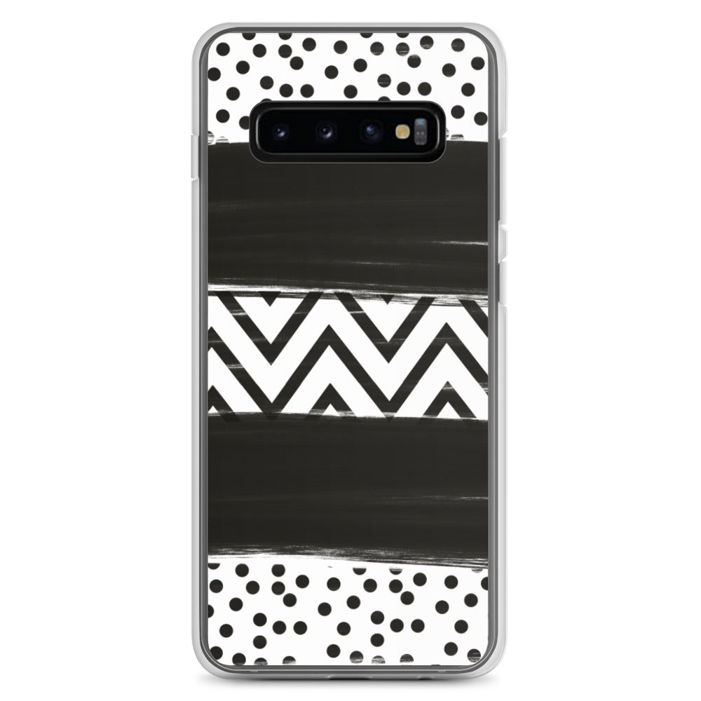 Black & White Chevron and Dots Samsung Case