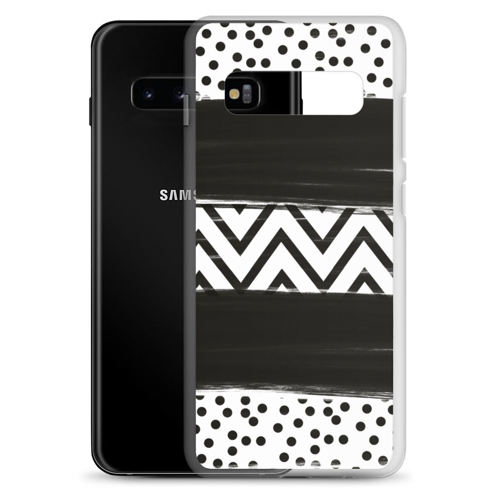 Black & White Chevron and Dots Samsung Case