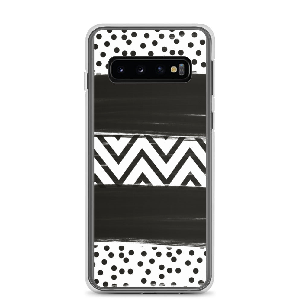 Black & White Chevron and Dots Samsung Case