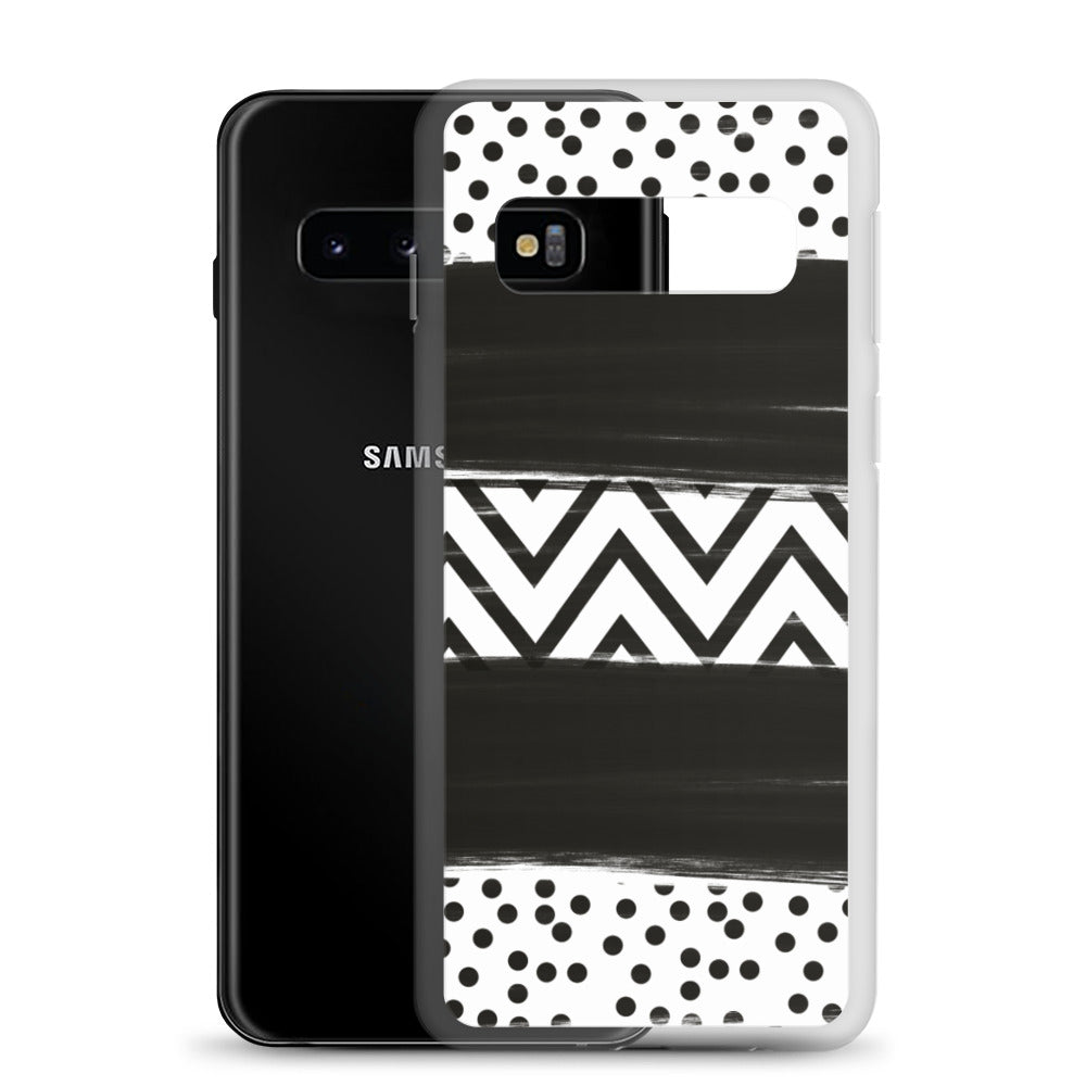 Black & White Chevron and Dots Samsung Case