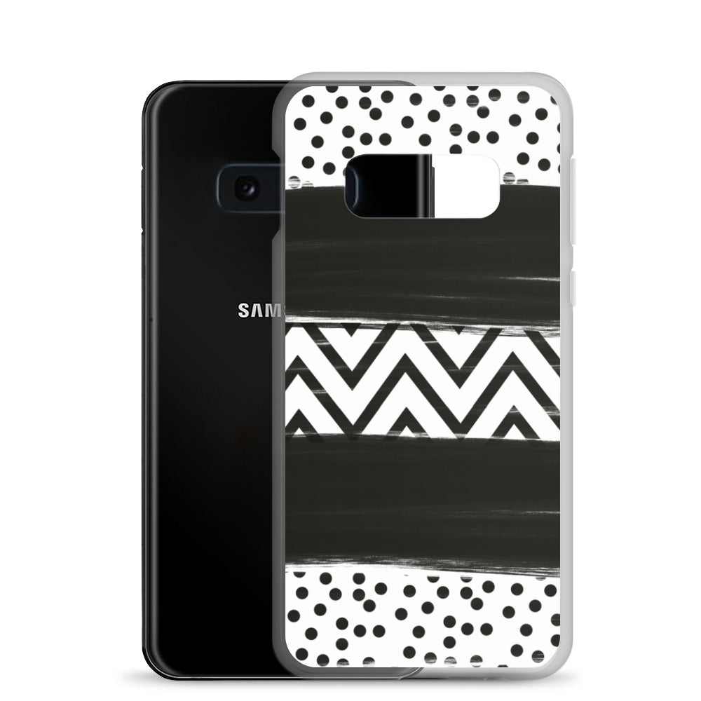 Black & White Chevron and Dots Samsung Case