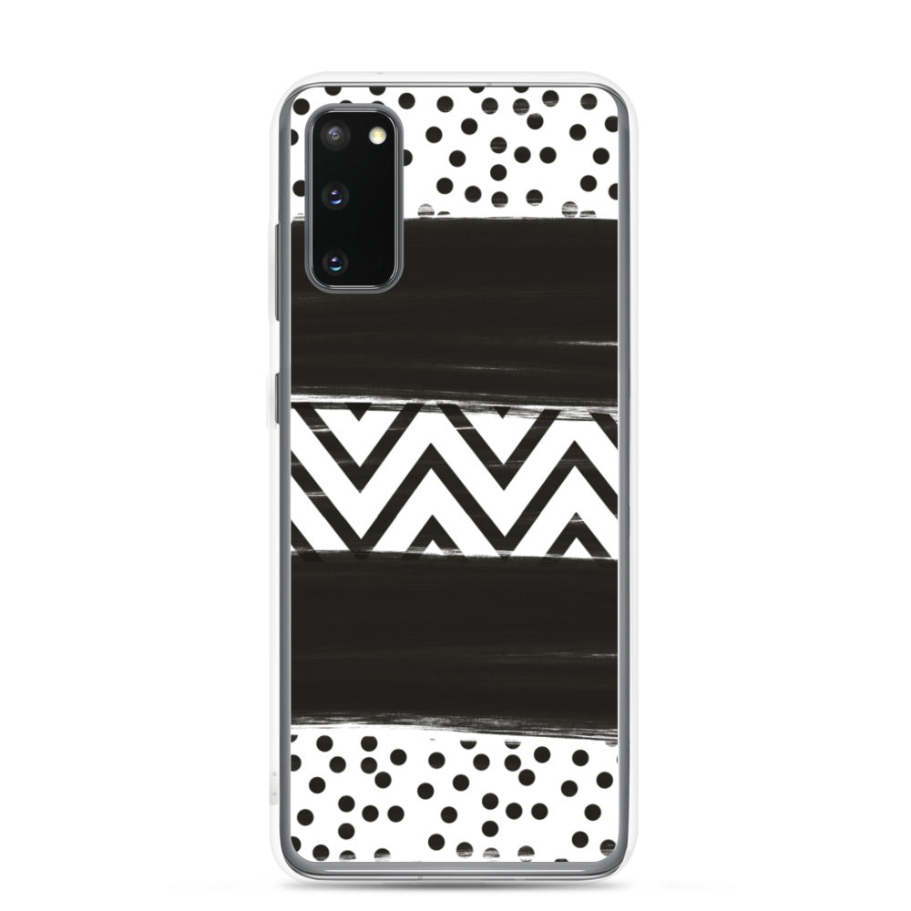 Black & White Chevron and Dots Samsung Case