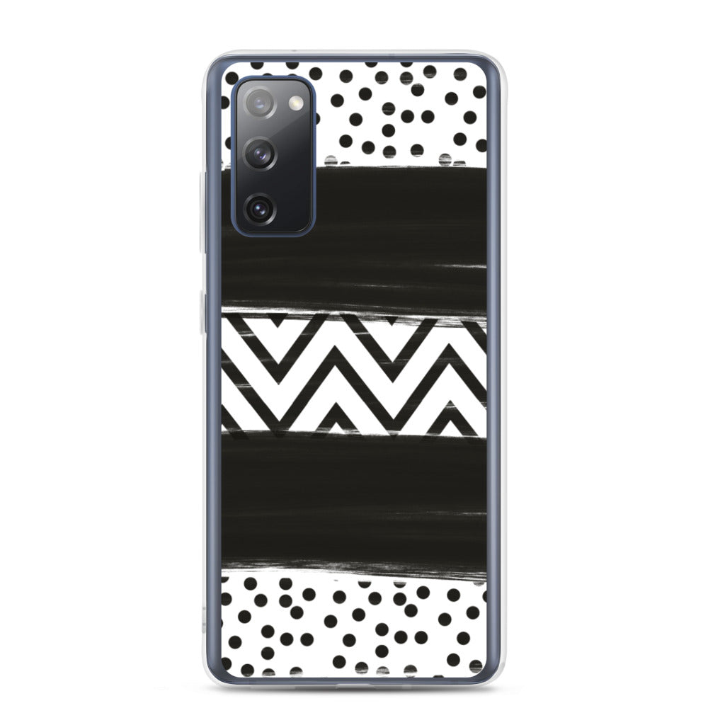 Black & White Chevron and Dots Samsung Case