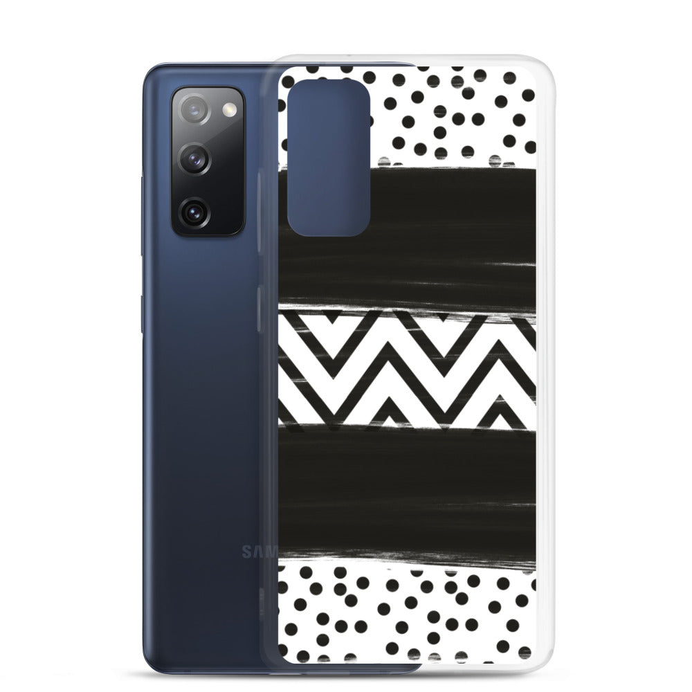 Black & White Chevron and Dots Samsung Case