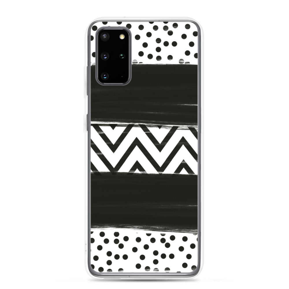 Black & White Chevron and Dots Samsung Case