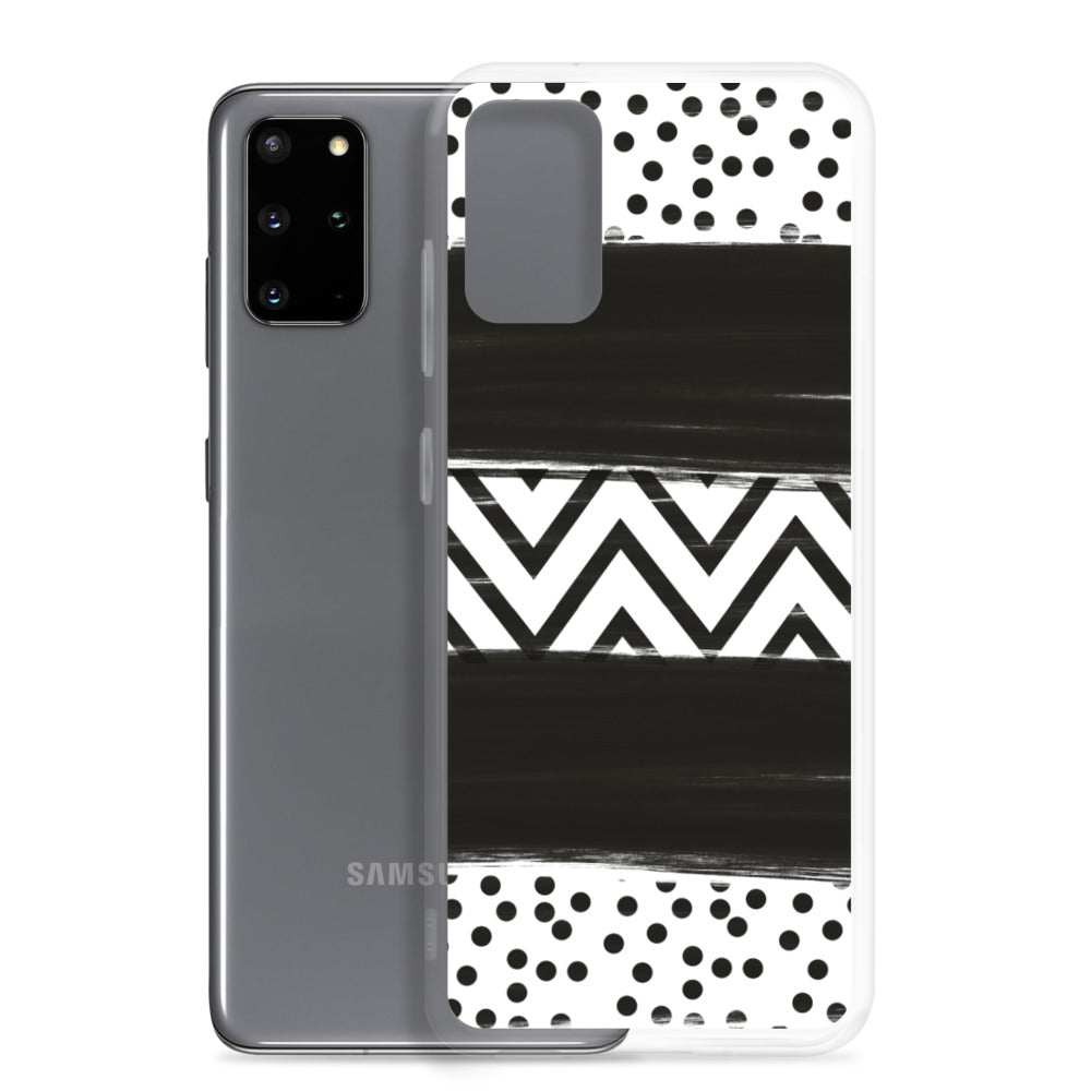 Black & White Chevron and Dots Samsung Case
