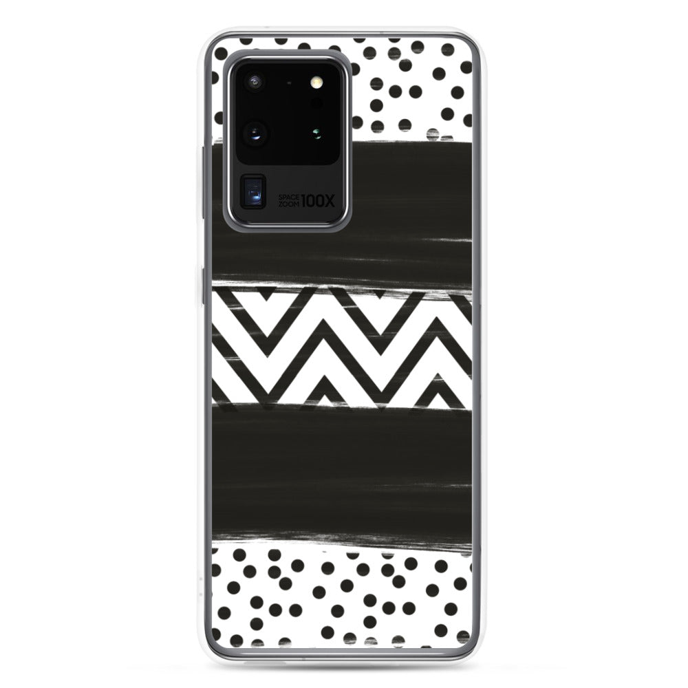 Black & White Chevron and Dots Samsung Case